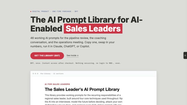The Sales-Leader Prompt Library page