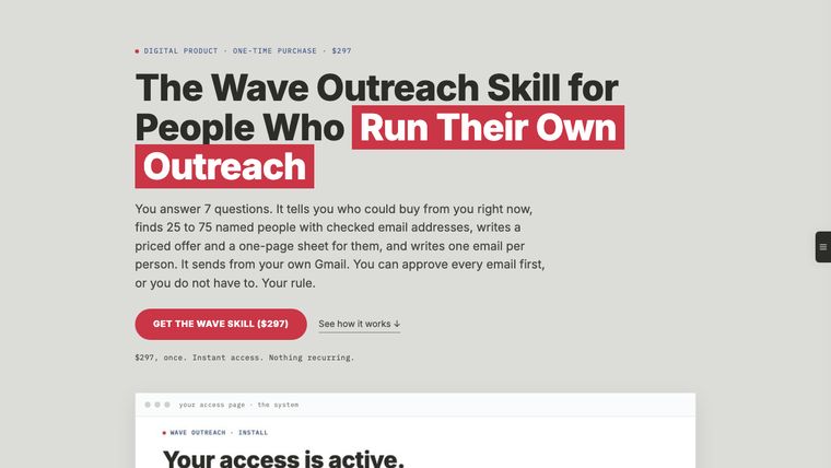 The Wave Outreach Skill page