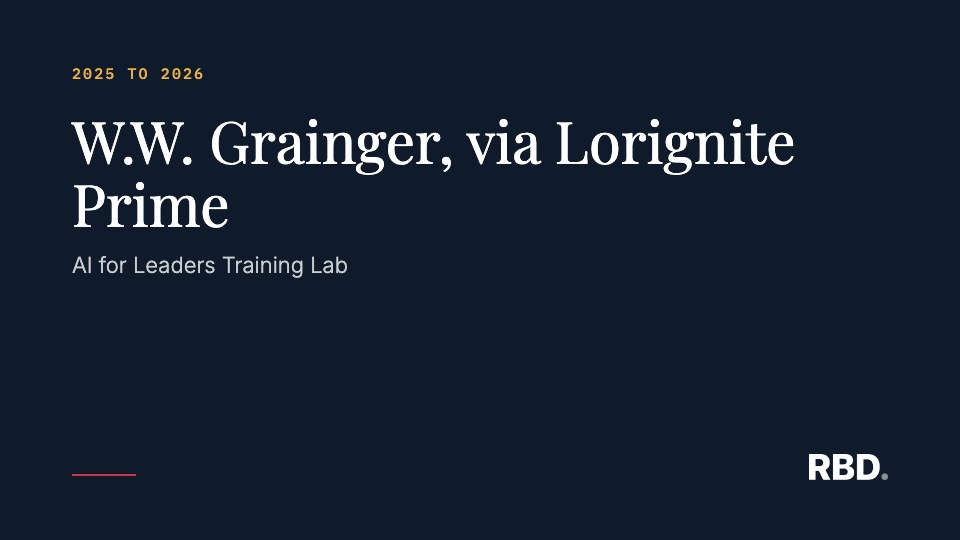 W.W. Grainger, via Lorignite Prime, AI for Leaders Training Lab, 2025 to 2026