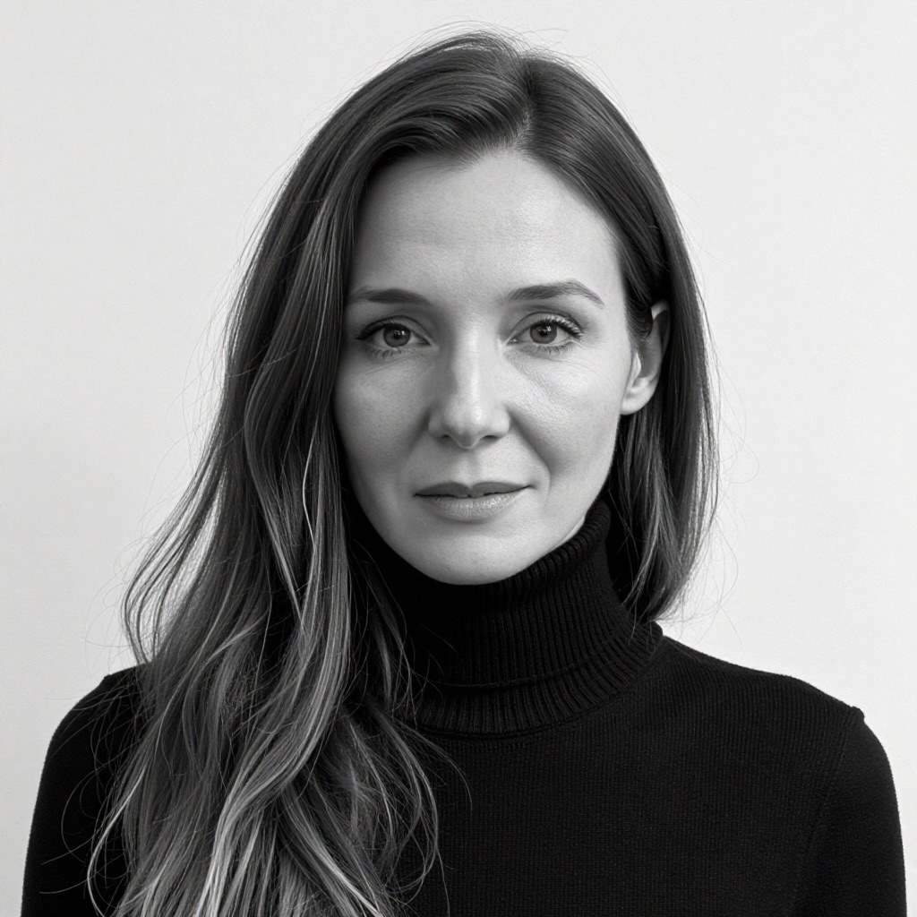 Megan C. Starkey, black and white portrait, 2026