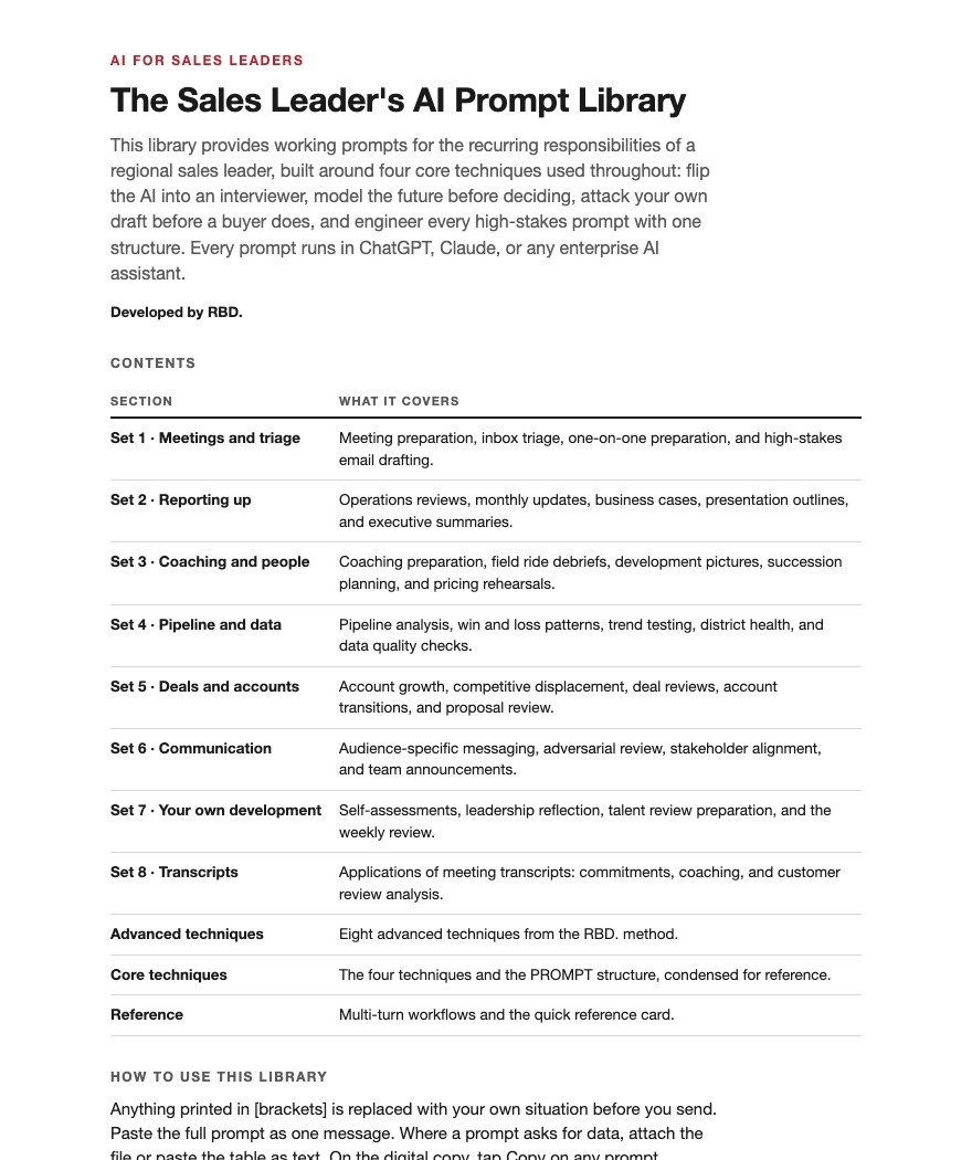The library's opening screen: title and the full contents table of eleven sections